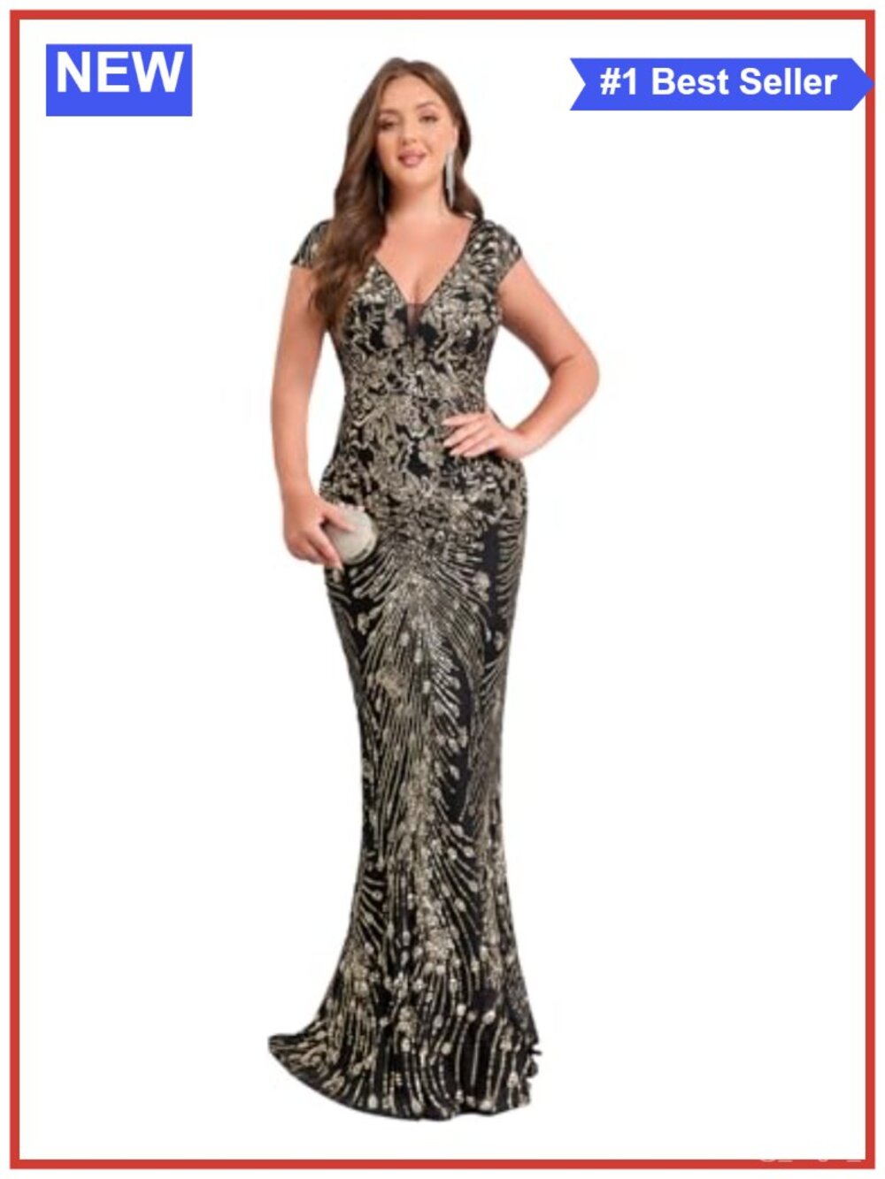 Womens Sequin Mermaid Evening Gown Sleeveless V-Neck Prom Dress